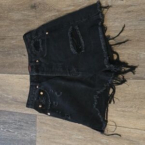 Signature8  Women's Size Small Black Frayed Jean Shorts